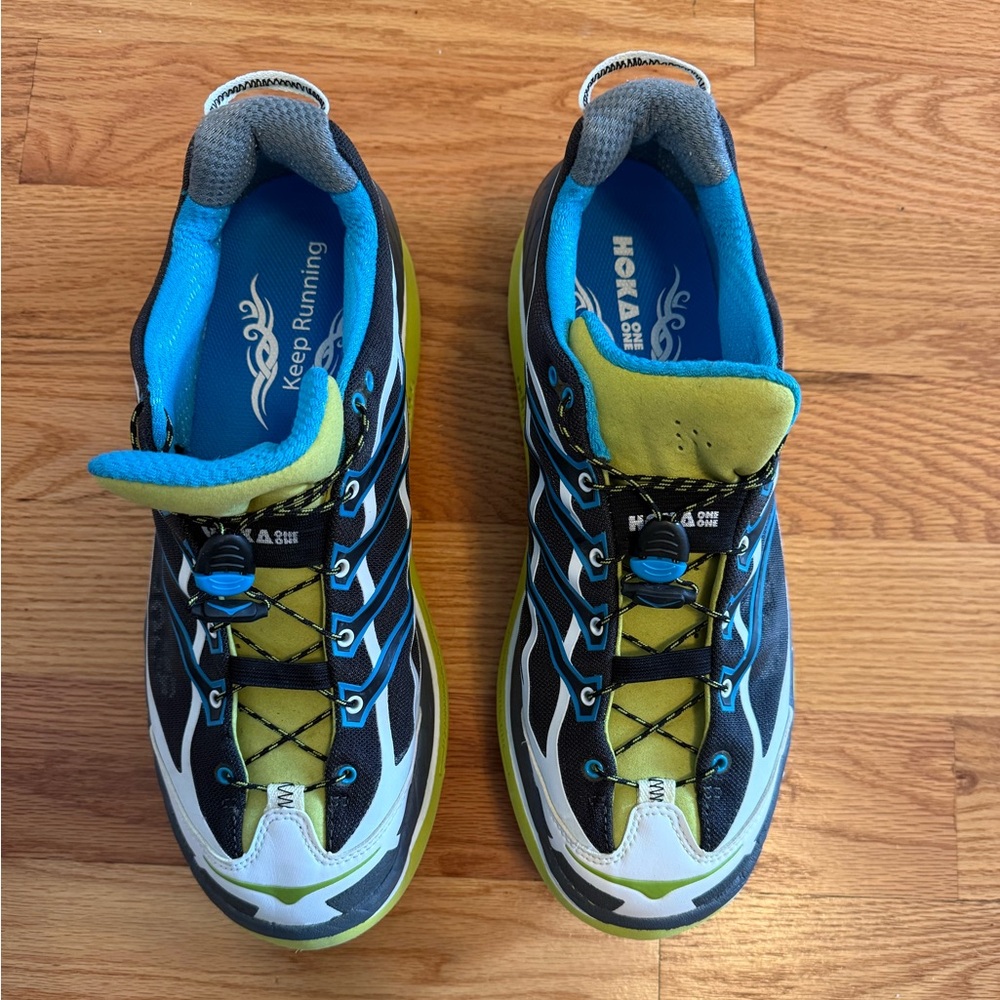 Hoka One One Black and Blue Athletic Shoes